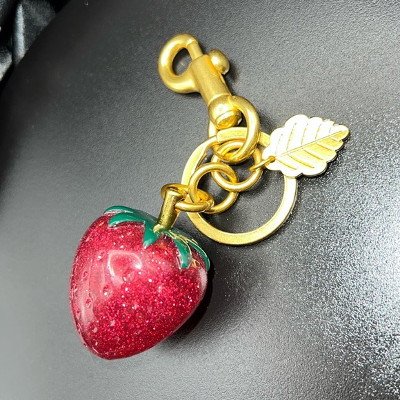 Strawberry Keychain with Gold Accents - Picture 6 of 7